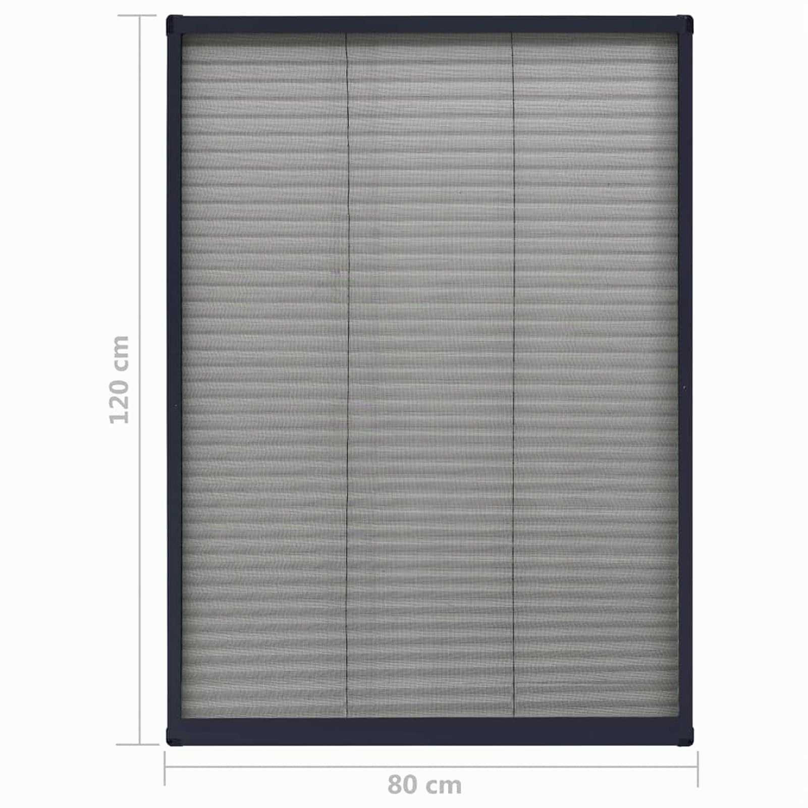 Gecheer Insektenschutz-Plissee für Fenster Fliegengitter Dachfenster Mückenschutz Fliegenschutz Mückengitter Sonnenschutz Sichtschutz Aluminium Anthrazit 80x120cm