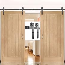 VEVOR Sliding Double Barn Door Hardware Kit, 12FT Carbon Steel Track, 330LBS Load-Bearing, Fits 1.37-1.77" Thickness & 6FT Wide Door Panel