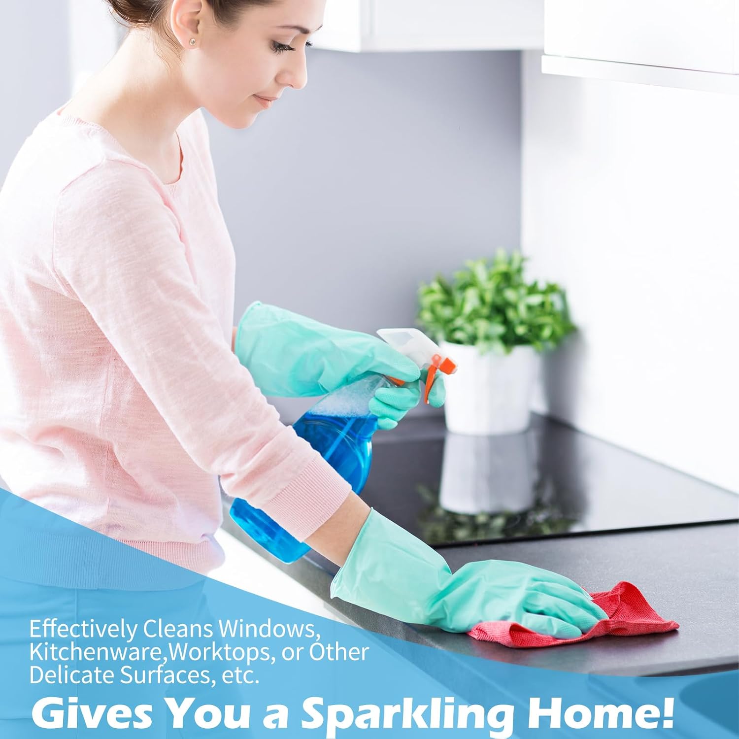 Microfiber Cleaning Cloth, 50 Pack Cleaning Rags with 5 Color Assorted, Absorbent and Lint Free Cleaning Cloth for Window, Household and Kitchen, 11"X11.5", (Blue/Yellow/Green/Orange/Red) - Image 4