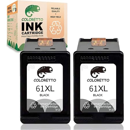 Amazon.com: COLORETTO Cartucho de tinta remanufacturado de repuesto para  impresora HP 61XL para usar con Envy 4500 5530 5535 Deskjet 1510 1512 3050  3050A Officejet 2620 4630 (1 negro + 1 color) Combo Pack : Productos de  Oficina