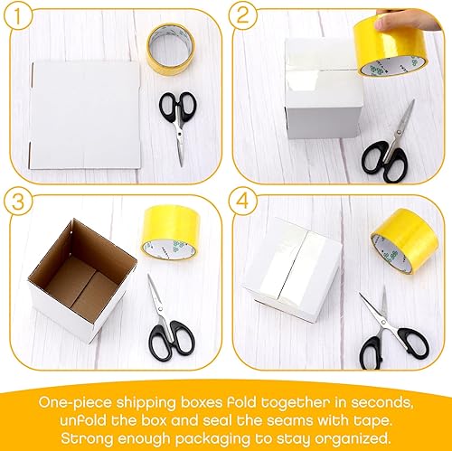 Miniatura 4 de Paquete de 100 cajas de envío blancas de 4 x 4 x 4 pulgadas, cajas pequeñas de cartón corrugado, cajas de correo plegables, cajas de cartón para