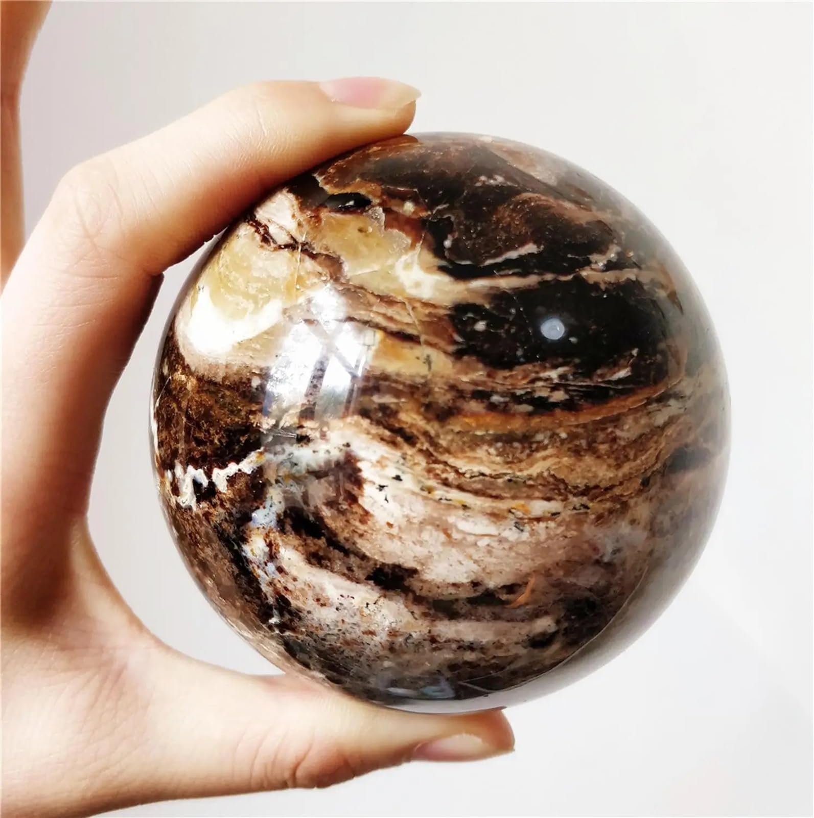 DSZUJTYROP Beautiful Gray Opal Sphere Stone Ball Art Collection Striped Crystal Ornaments (Size : Diameter 5-6cm)