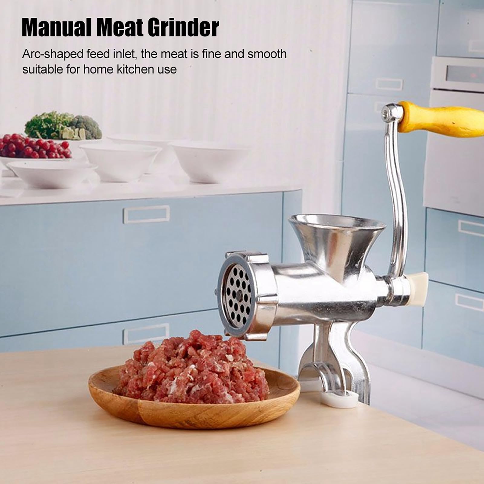 Agatige Manual Meat Grinder, Aluminum Alloy Meat Mincer,Beef Hand Crank Sausage Maker Hand Operated Food Processor for the Grinding of Pork, Lamb, Chicken