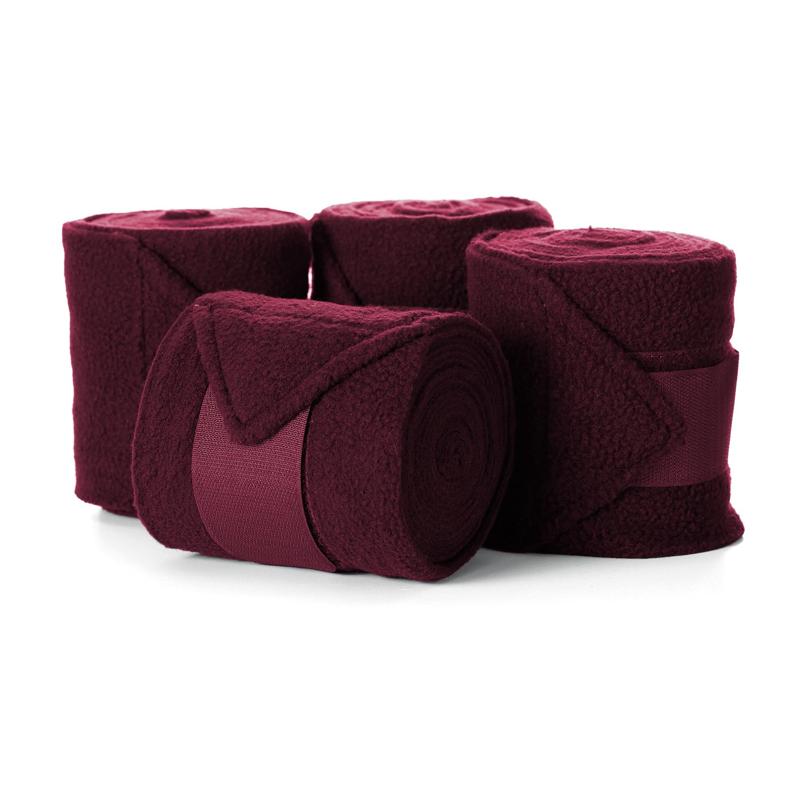 Equinavia Luna - Juego de 4 vendas tipo polo de forro polar de 9 pies, con bolsa de almacenamiento incluida, color rojo vino, talla única