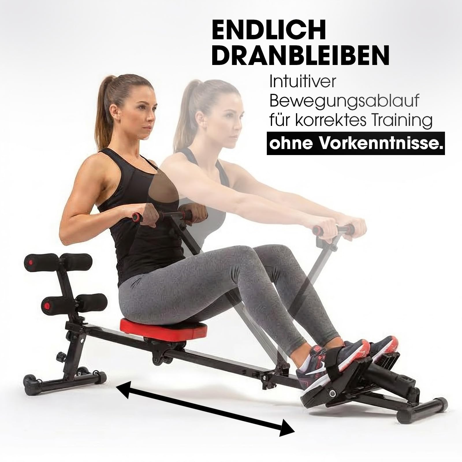 Kendox RowShaper - Fitness Rudergerät für Zuhause - Sportrudergerät für Ganzkörpertraining - Rudermaschine mit LCD Display - klappbares Rudergerät für Cardio & Krafttraining - für effektive Übungen