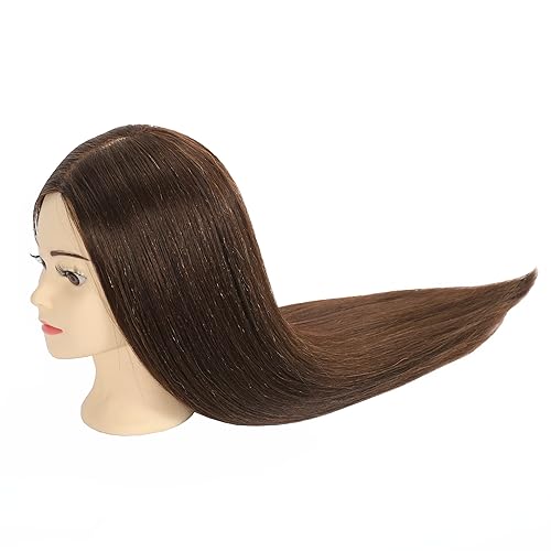 Miniatura 4 de FUGUIRENHAIR - Cabeza de maniquí de cabello humano real de 30 pulgadas, 80% cabello humano, para entrenamiento, cosmetología, con soporte