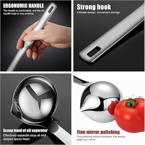 Miniatura 5 de Sopa de acero inoxidable, separador de aceite de sopa, separador de grasa de alimentos, cuchara separadora de grasa, separador de grasa, cuchara de