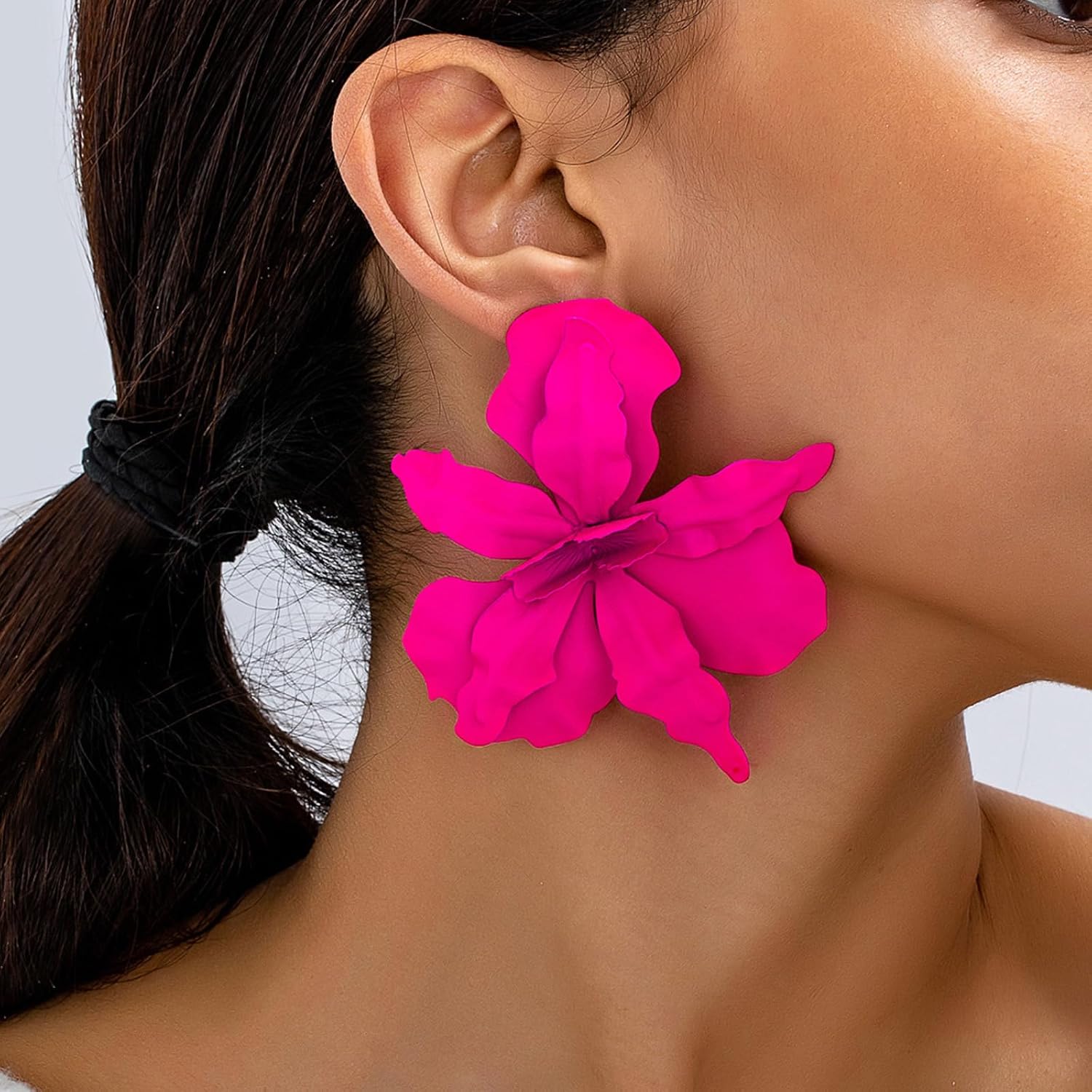 Statement Flower Earrings for Women Trendy Pink Flower Dangle Drop Earrings Spring Statement Jewelry Fashion Accessories for Wedding Gifts