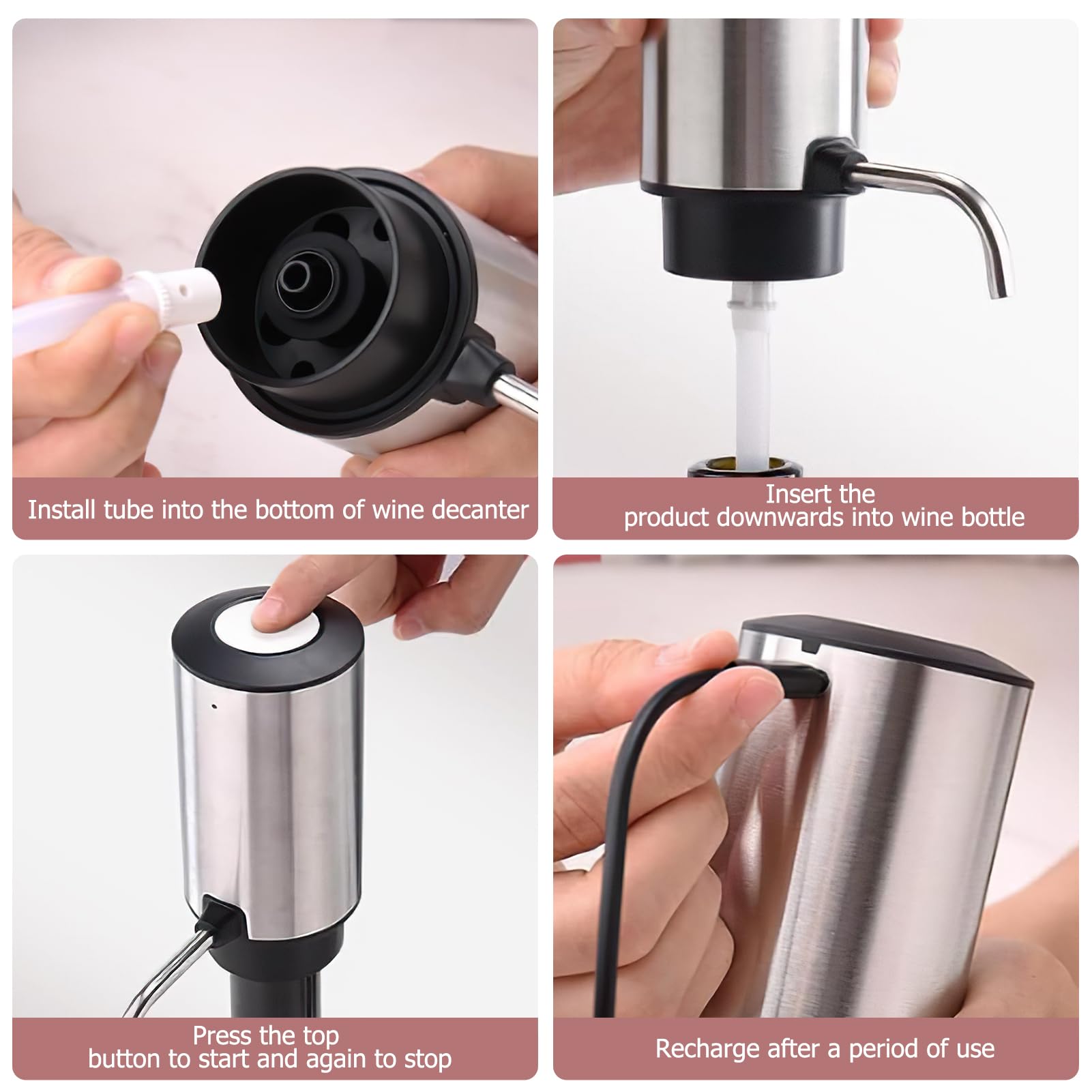 Versatore elettrico per aeratore per vino ricaricabile, Aeratore di Vino Elettrico Aeratore Elettrico per Vino Distributore di Vino Regali Elettrico per Amanti del Vino