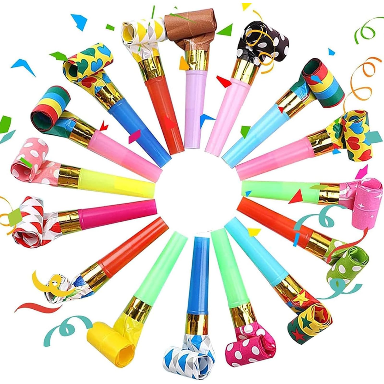 30 Pcs Party Blowers, Whistles for Kids, Party Poppers, Party Poppers Birthday, Party Bag Fillers for Kids Unisex, Ideal for Birthday, Christmas, Wedding, Anniversary
