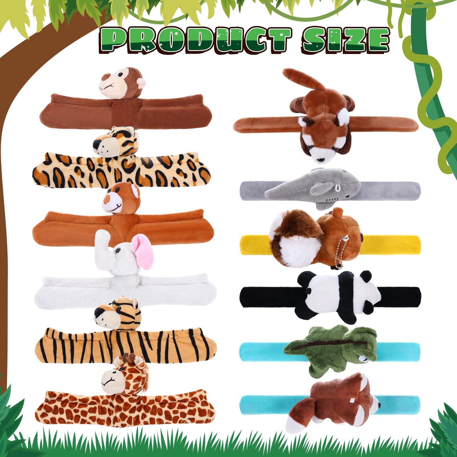 Relaxgiant Stuffed Animal Slap Bracelet Plush Toy Hug Animal Slap Bracelet Plush Wrist Cute Snap Bracelets for Birthday Party Favors(12 Pcs,Cute Style)