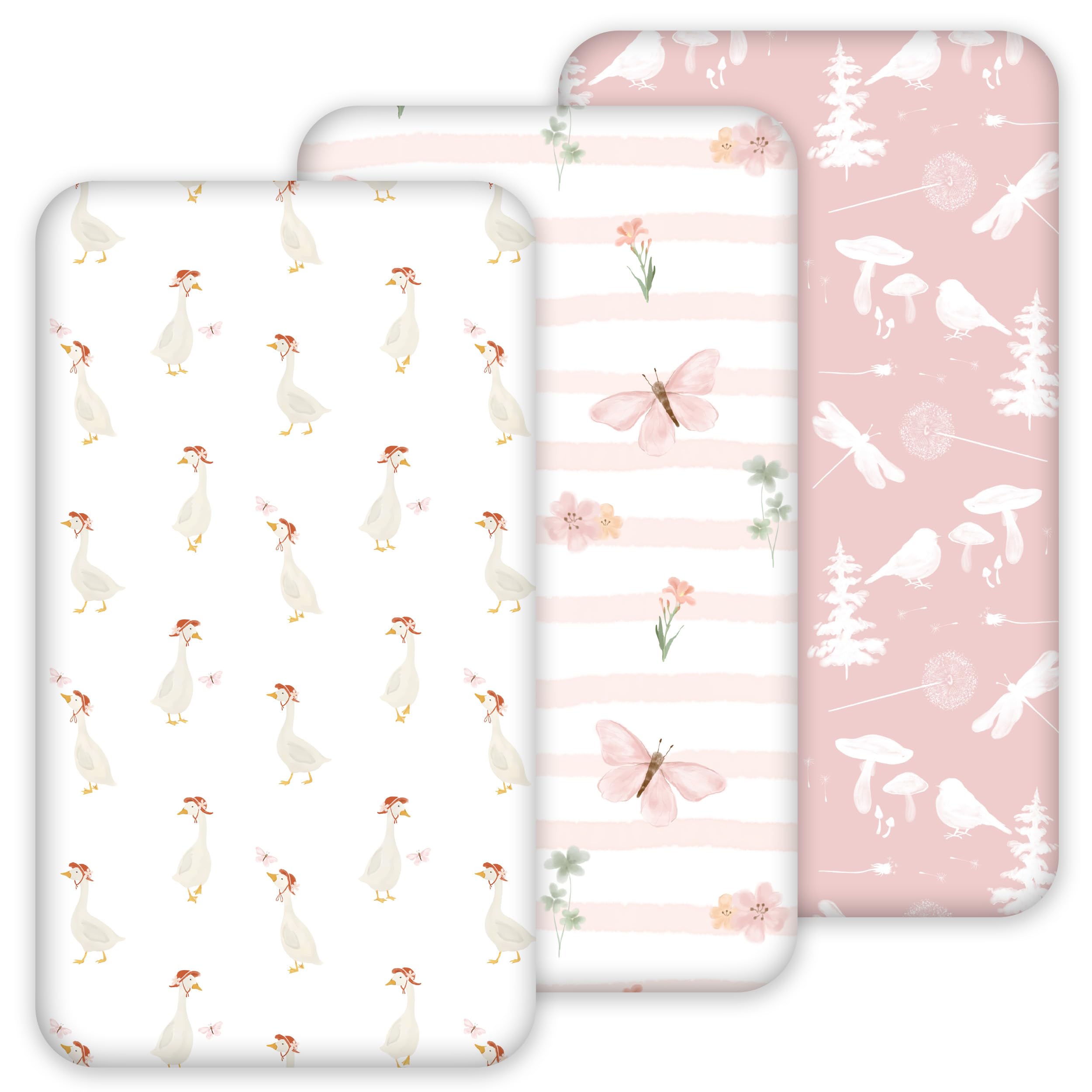 Sleeping Mat Sheets 47 x 24 Inch 3 Pack Pink Floral Elastic Corners Preschool Day Care Resting Mat Cover Soft Breathable Compatible with Regalo My Cot Joovy Travel Cot
