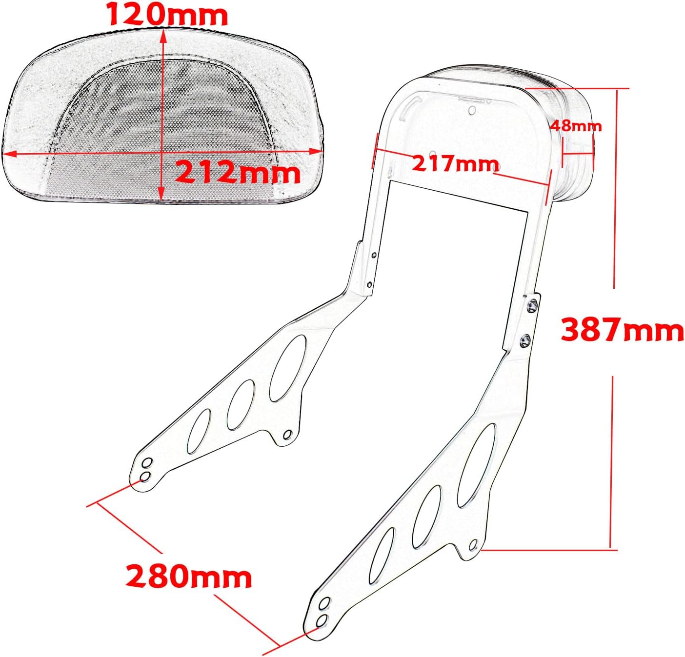 Rear Passenger Backrest Kit With Pad Rider Seat Pad Sissy Bars compatible for Ho&n&da Rebel CMX1100 Rebel1100 CMX 1100 Modified Parts Accessories 2021-2024, MD-206-US001