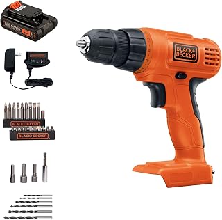 BLACK+DECKER 20V MAX Cordless Drill Driver LD120VA with 30-Piece Bit Set, Battery & Charger - Ideal Home DIY Tool