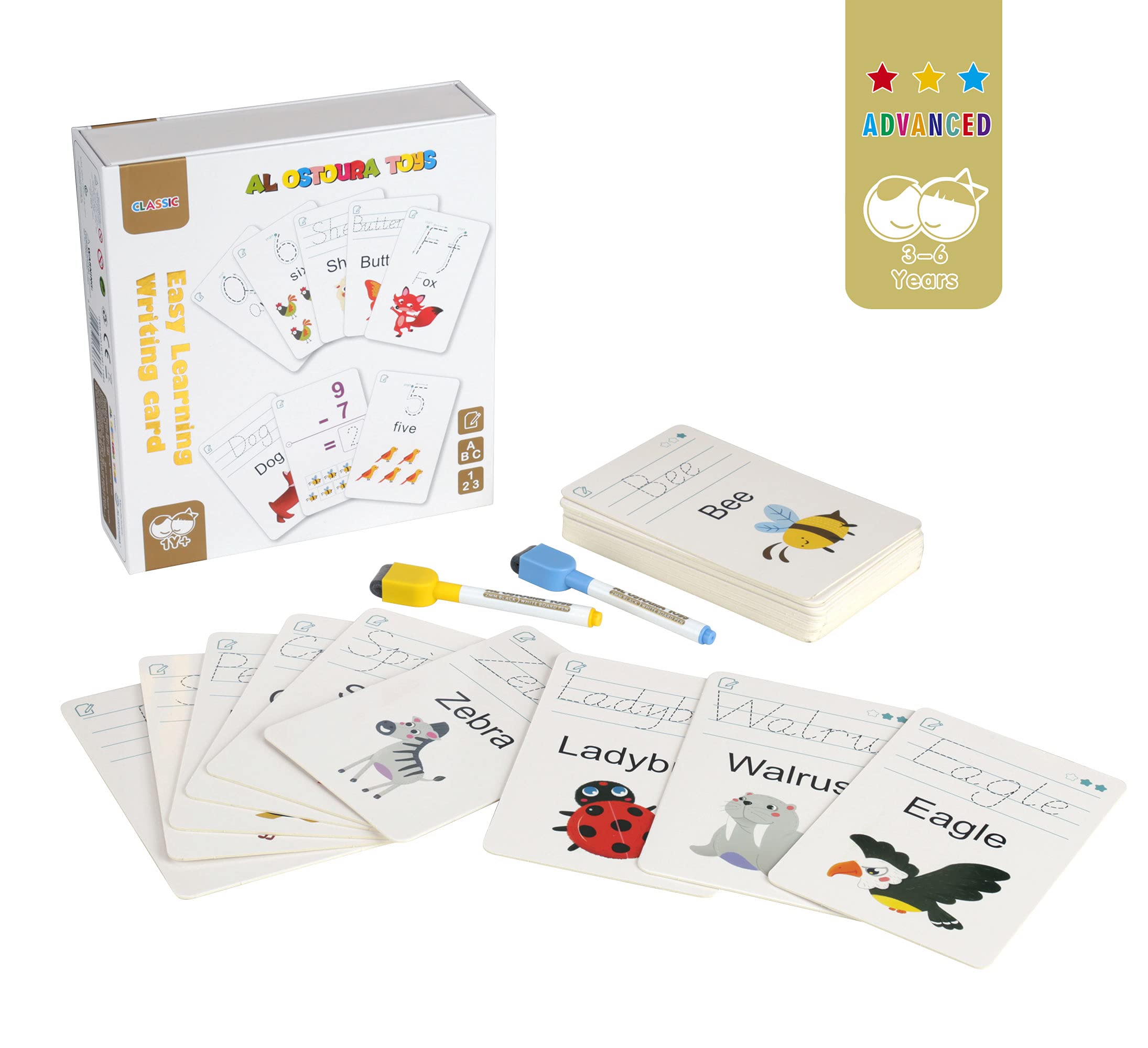 AL OSTOURA TOYSHandwriting-Letter Activity Flash Cards Learning Write & Wipe