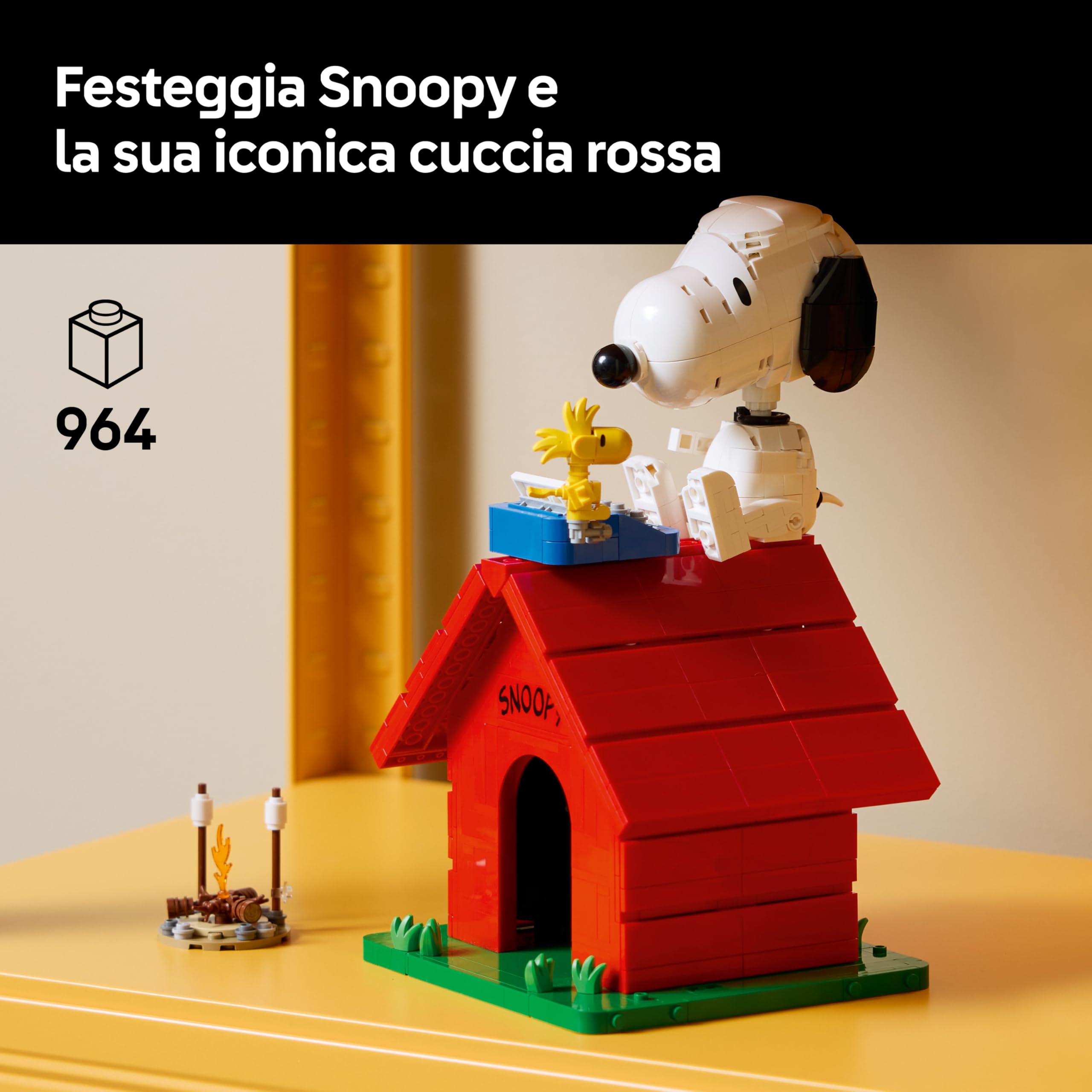 LEGO Ideas Peanuts: la Cuccia di Snoopy - Kit di Modellismo da Esposizione per Adulti con Personaggi di Snoopy e Woodstock - Decorazione Fai da Te da Scrivania - Regalo per Amanti dei Fumetti - 21368