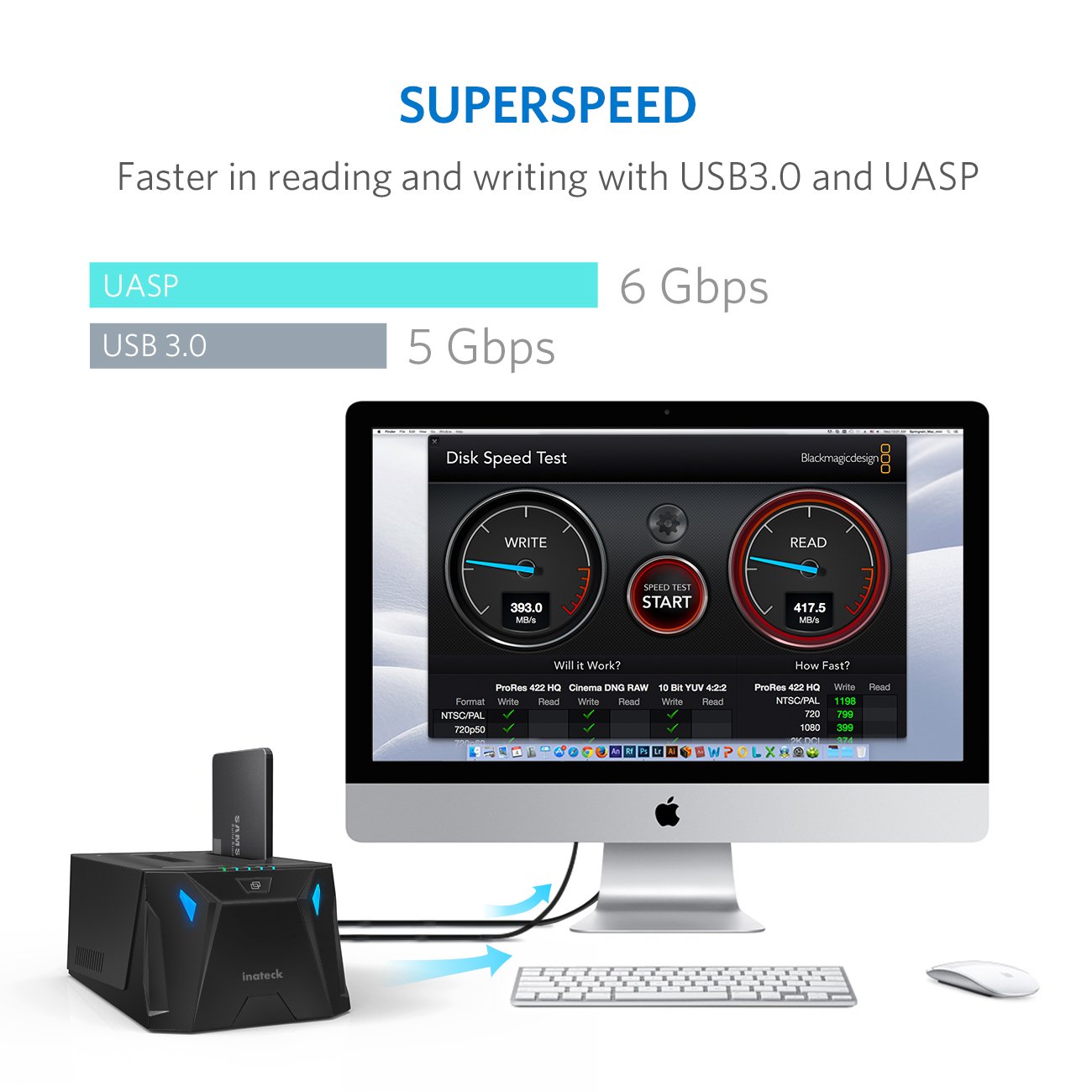 Inateck SATA Hard Drive Docking Station, USB 3.0 SSD Docking Station