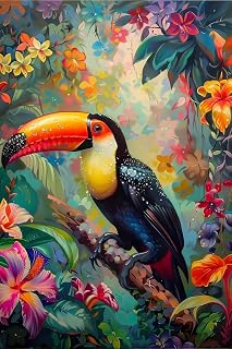 CUEAEAD 5D The Charming Toucan Diamond Painting Kits for Adults DIY Toucan Diamond Art Craft for Beginner, Full Drill Gem Art for Gift Wall Decor 8x12 inch