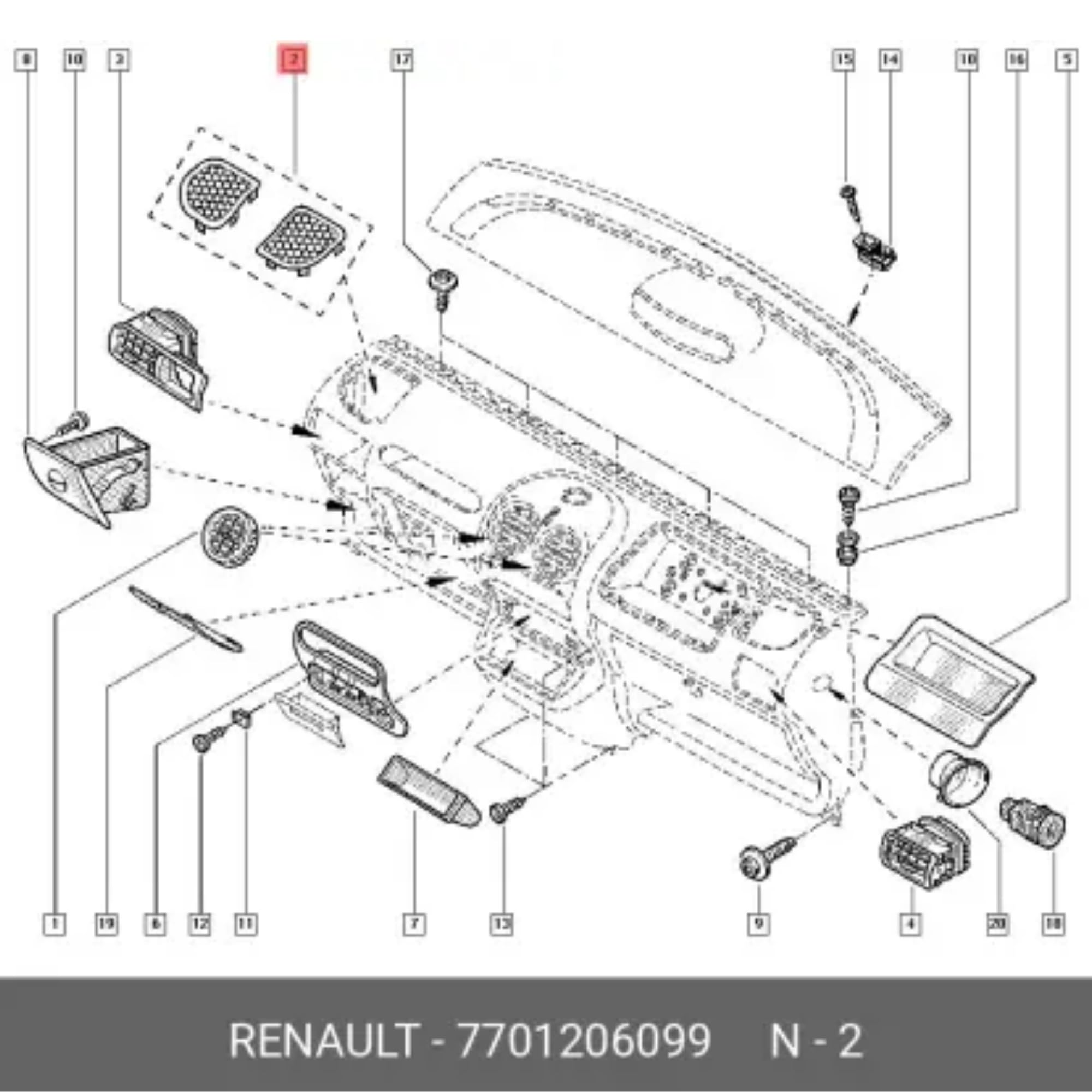 Cache Haut-Parleur Twingo, Avant Gauche et Droit, Compatible avec Les modèles 1993-2007, référence 7701206099