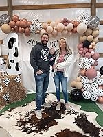 Vista 6 de Decoraciones de cumpleaños con globos con estampado de vaca, globo del número de 40 pulgadas del 0-9 (cero-nueve), globo de vaca para suministros