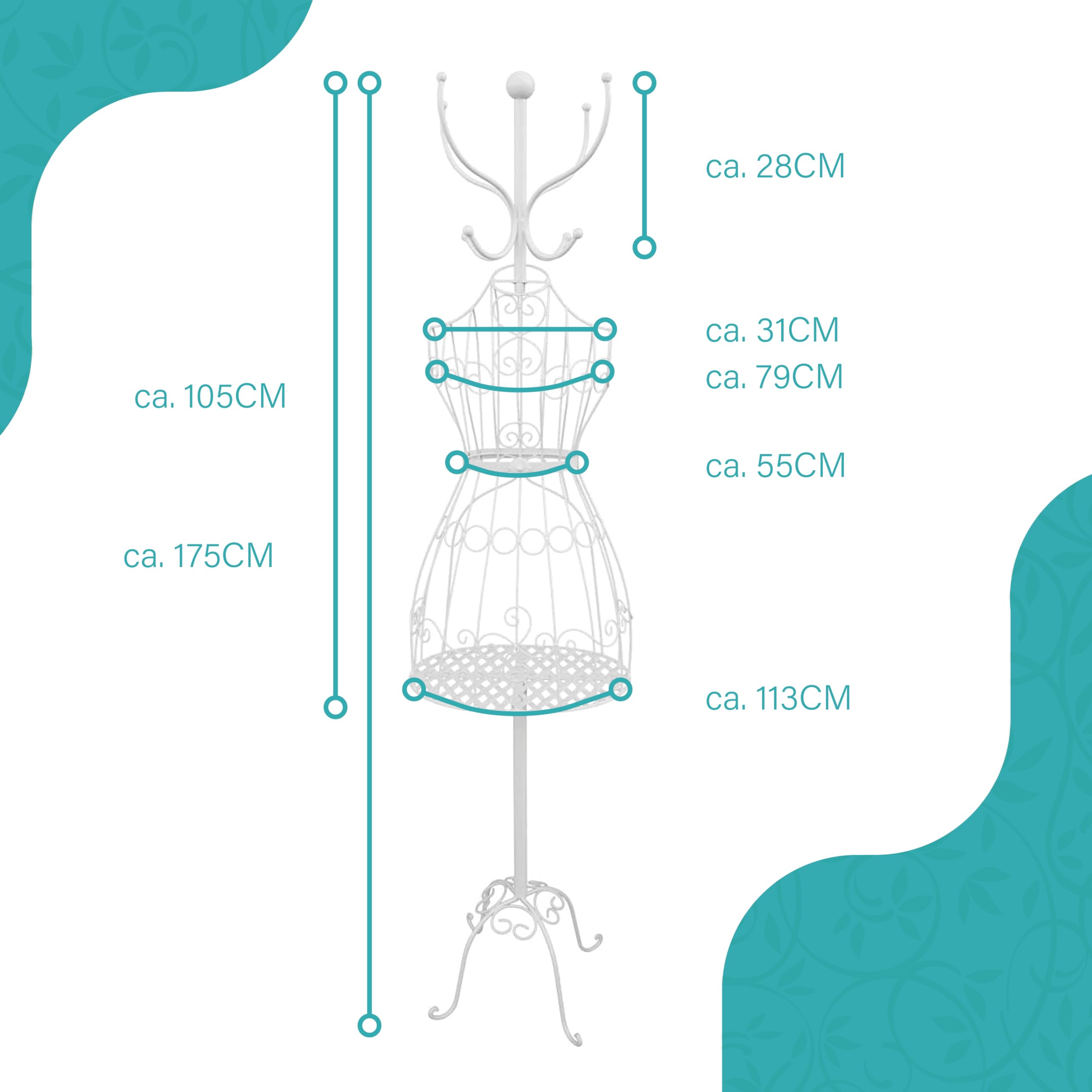 PrimoLiving Manekin krawiecki, metalowy, P-09895 biały