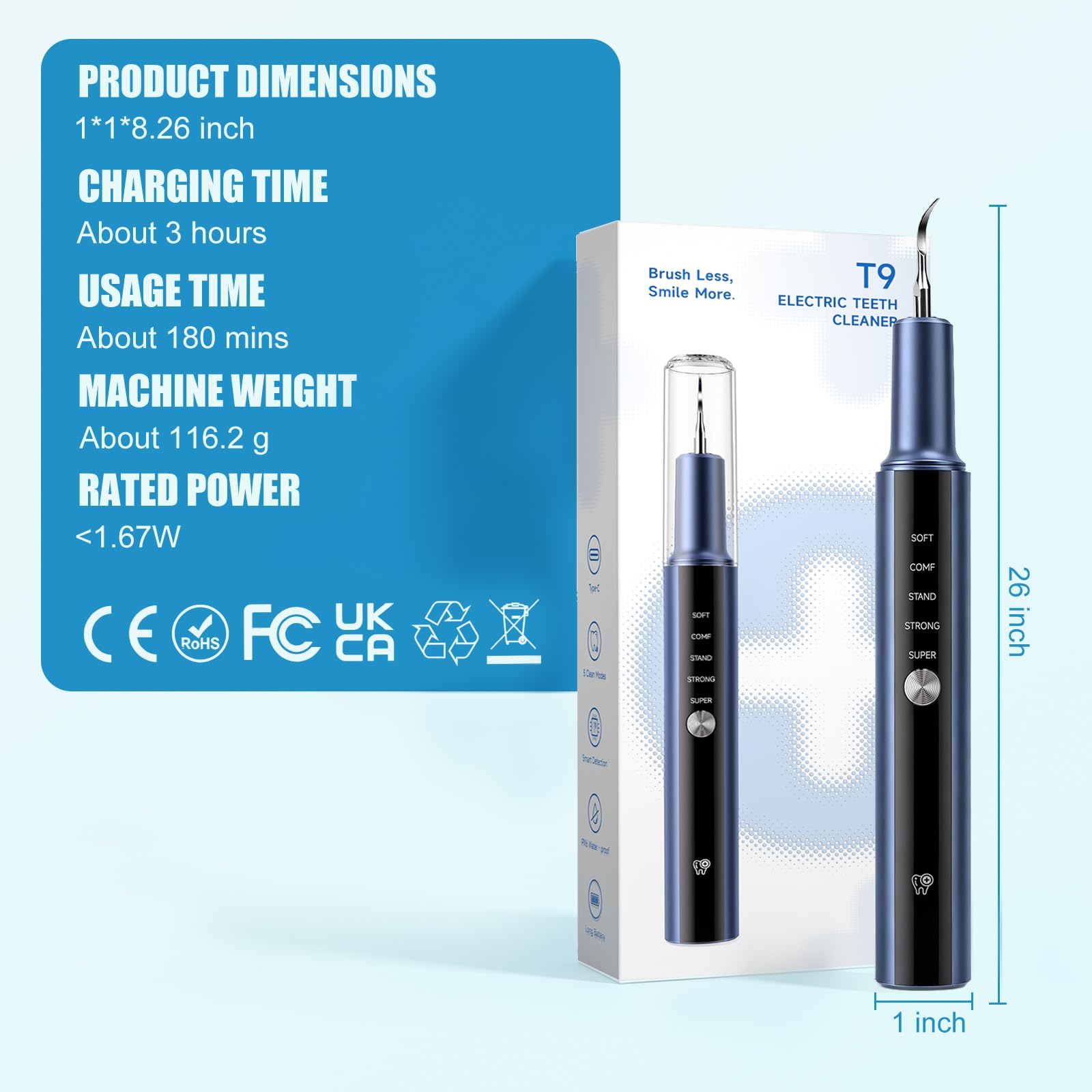 Kit di pulizia dentale per cani e gatti, strumento elettrico per la pulizia dei denti con specchio dentale e punte per la pulizia, kit per l'igiene orale degli animali domestici ricaricabile di