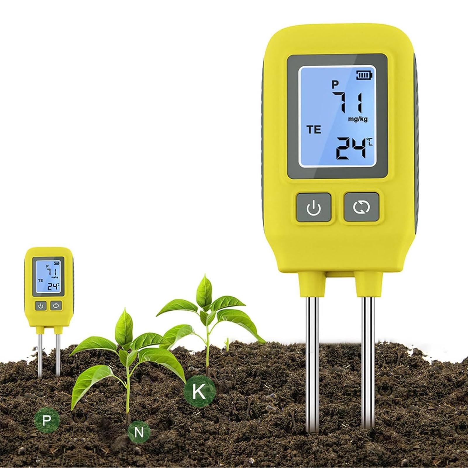Tester gleby 4 w 1, cyfrowy wyświetlacz LCD do pomiaru azotu, fosforu, potasu i temperatury, dokładne narzędzie do testowania gleby do pielęgnacji ogrodu i roślin