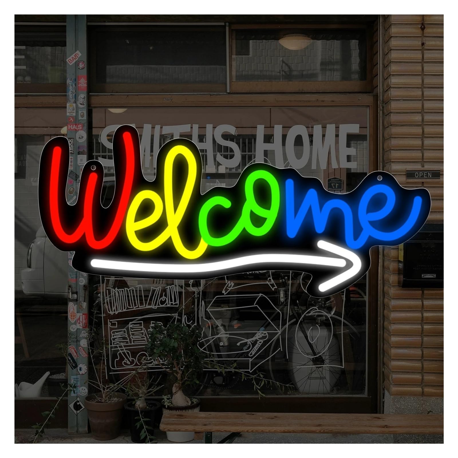 LEMST Signs Lamp Welcome Neon Sign LED Light, USB Powered Dimmable for Front Door, Reception Area, Storefront, Office and Home Decoration 30X13cm/11.81×5.12in