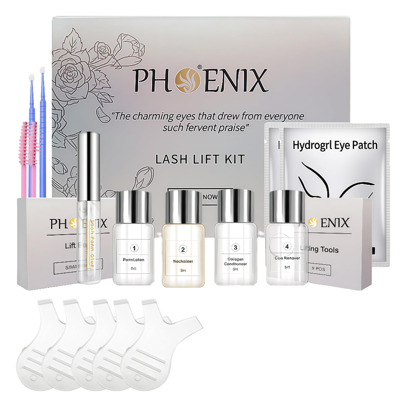 Kit Laminazione Ciglia Professionale, Lash Lift Kit,Soluzione Completa per Sopracciglia e Ciglia, Effetto Naturale e Definito, Ideale per Uso Domestico e Salone(bianco)