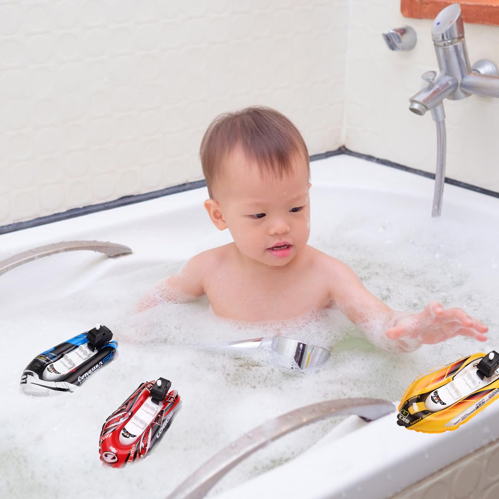 3pcs Wind Up Boat Bath Toys ,Boat Inflatable Clockwork Toys Bath Toy Play Water Toys Bathtub Floating Toy Inflatable Paddle Boat Wind Up Toys Gifts(Not suitable for children under 12 years old) - Image 3