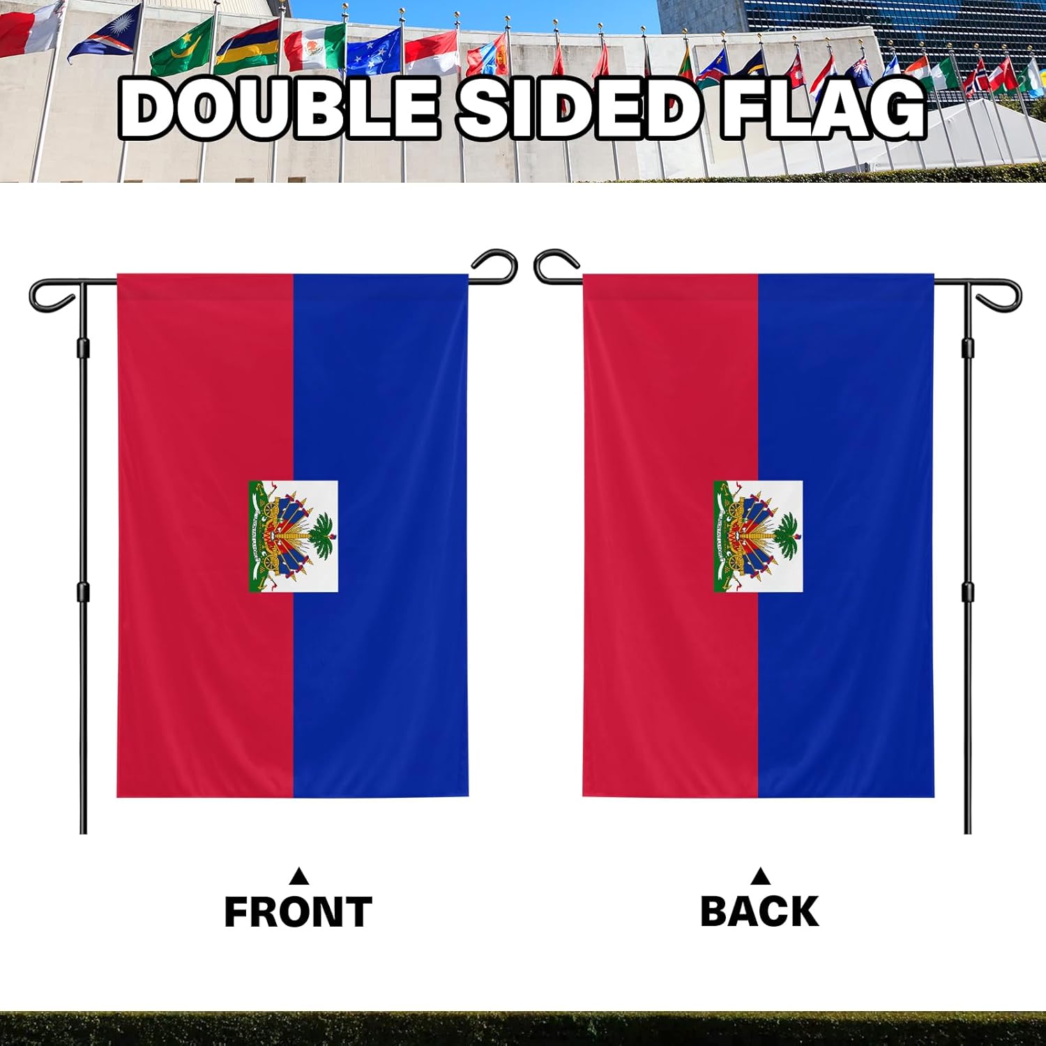 Haiti Garden Flag, 12x18 Inch Double-Sided, Vivid Color Haitian National Garden Flags, for Indoor Outdoor Party Home Lawn Decor - Image 3