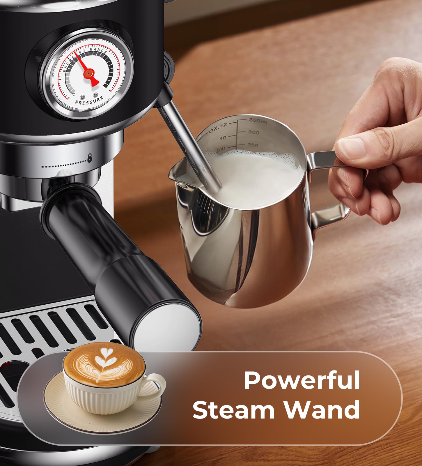 atatix 20 Bar Espresso Machine with Milk Frother, Compact Espresso Maker view 6