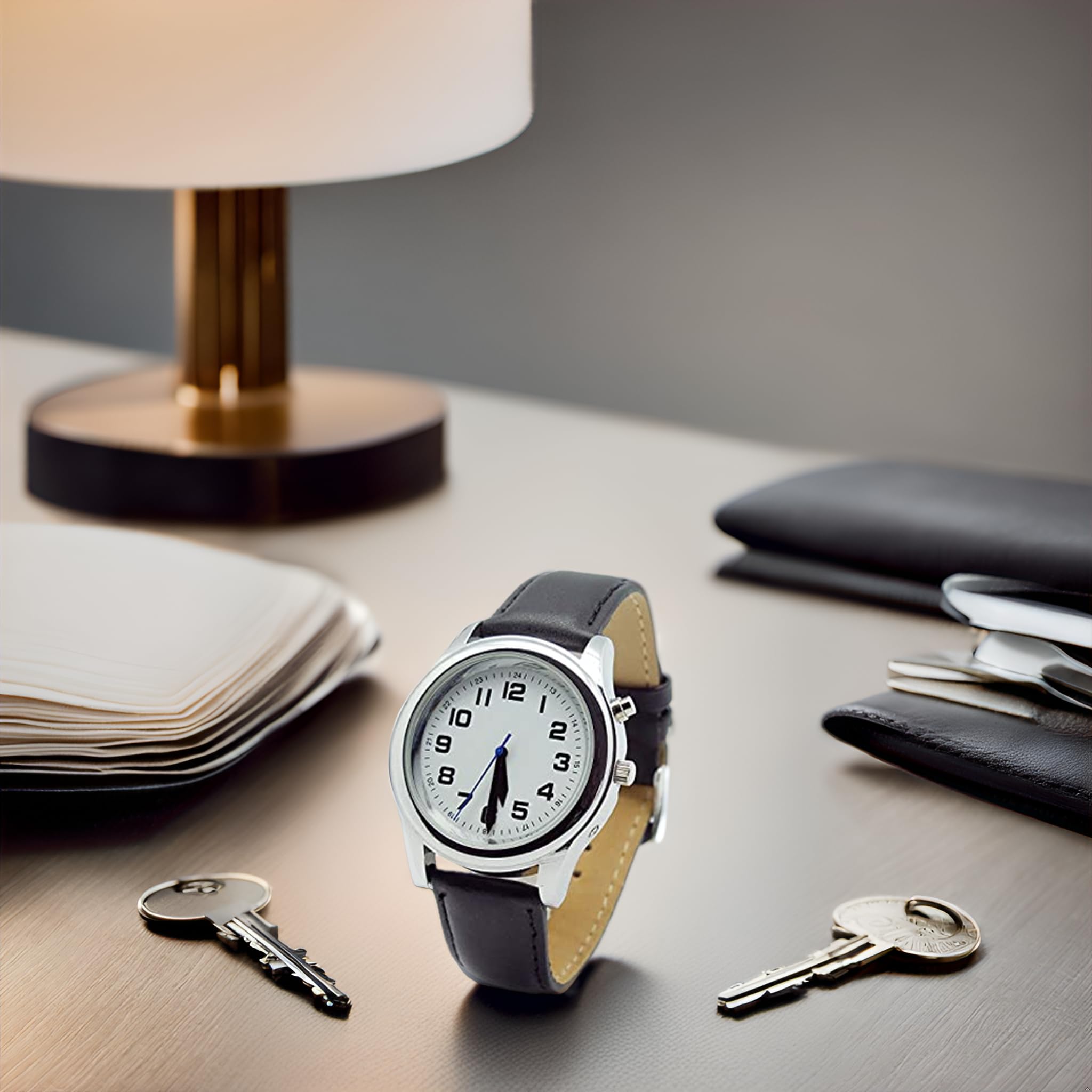 Montre à Fonction vocale STALK2 - Adaptée aux Personnes souffrant de Troubles visuels – Date/Heure en français - Alarme programmable, Fonction Calendrier – Sobre et élégante