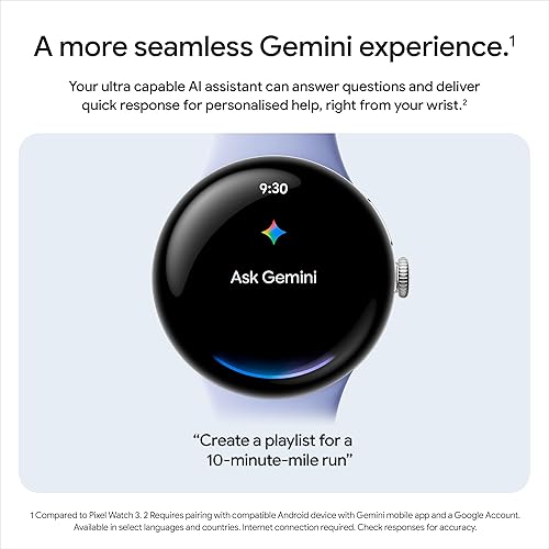 Google Pixel Watch 4 (45 mm) - Android smartwatch with Domed Display, Comprehensive Health and Fitness Tracking and Help from Gemini - Matte Black Aluminium Case - Obsidian Active Band - Wi-Fi - 8