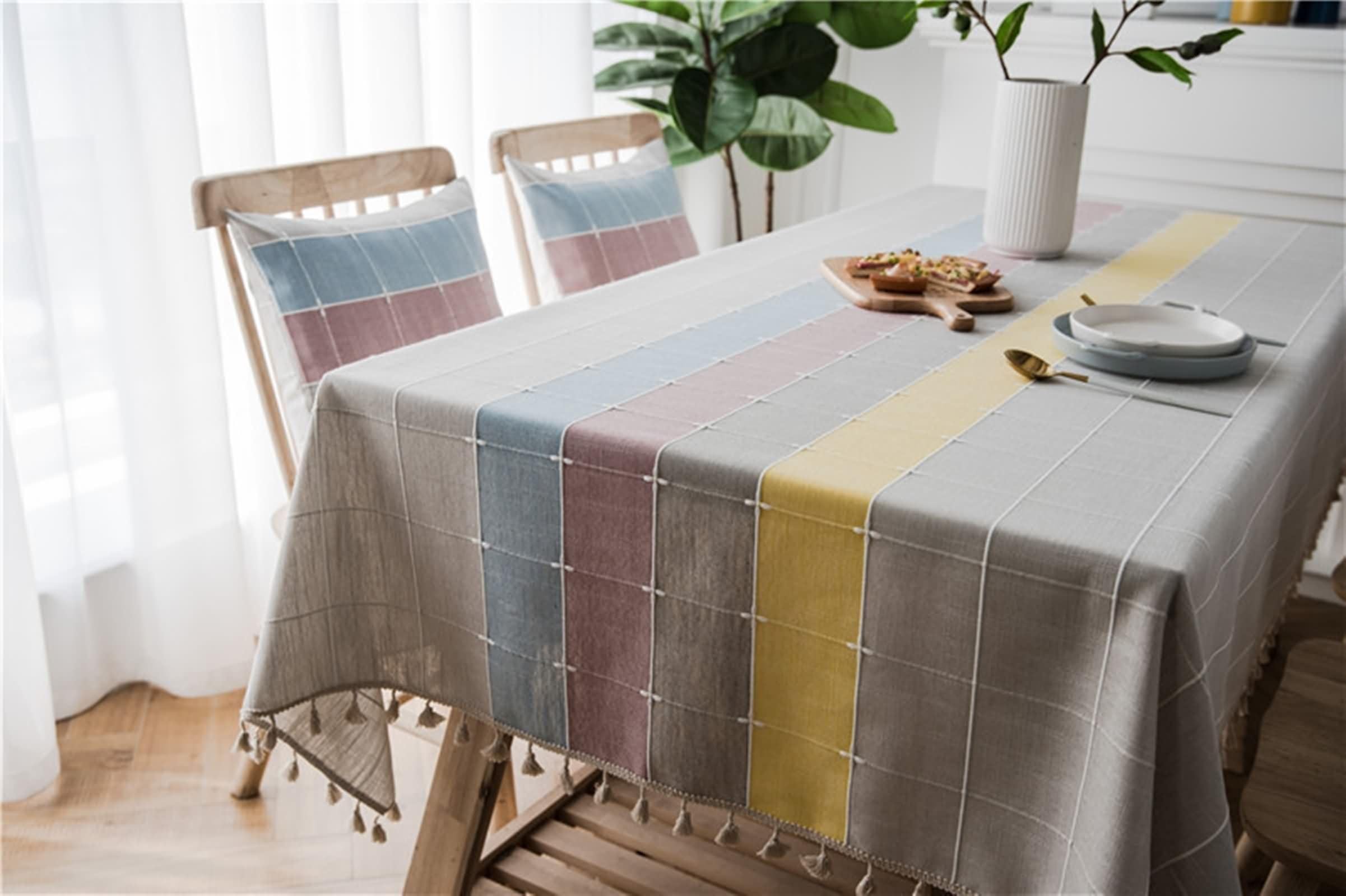 Tovaglia Rettangolare Matrimonio Giunzione A Scacchi con Nappe Tovaglia Poliestere Multicolore,140x220CM