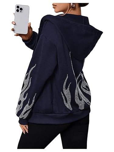 SOLY HUX Womens Zip Up Hoodie Y2k Graphic Oversized Sweatshirt