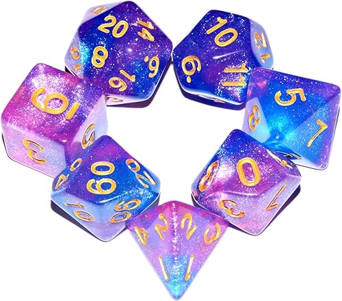 Juego de dados DND de 7 piezas (azul negro)