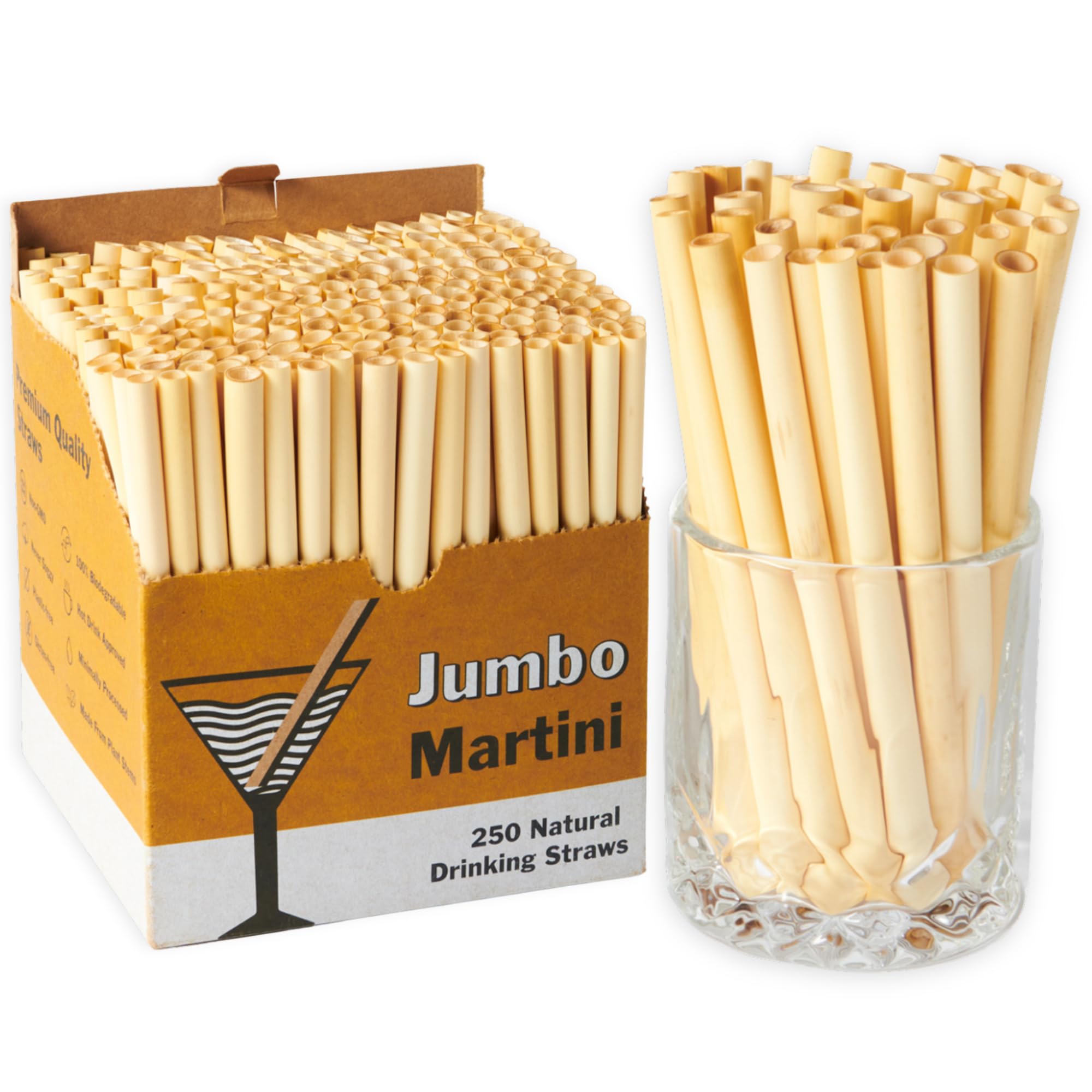250 Pailles En Roseau Naturelles - 15,2 Cm, Diamètre 5-7,5 Mm - Biodégradables Et Compostables - Pour Cocktails Et Boissons épaisses