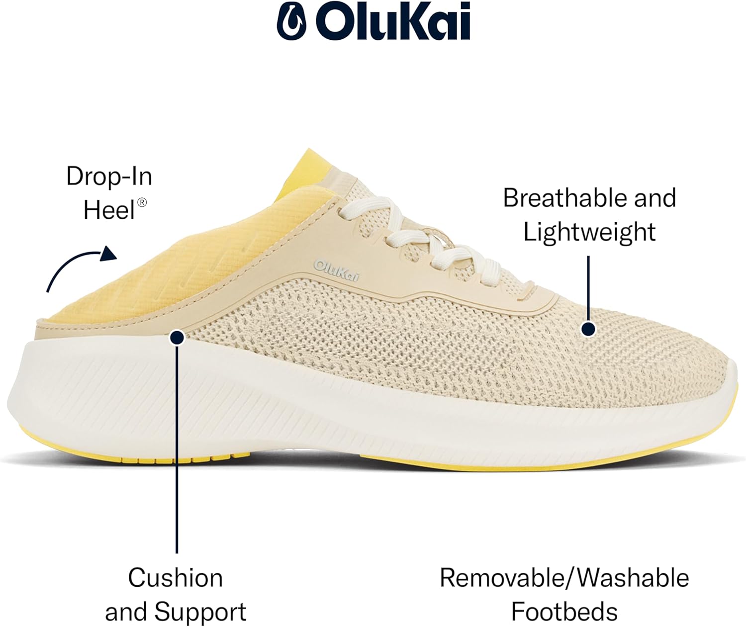 OLUKAI Island Hopper Women's Sneakers, Travel Ready & Versatile Athletic Shoes, Soft & Breathable Knit Fabric, Drop-in Heel Design - Image 5