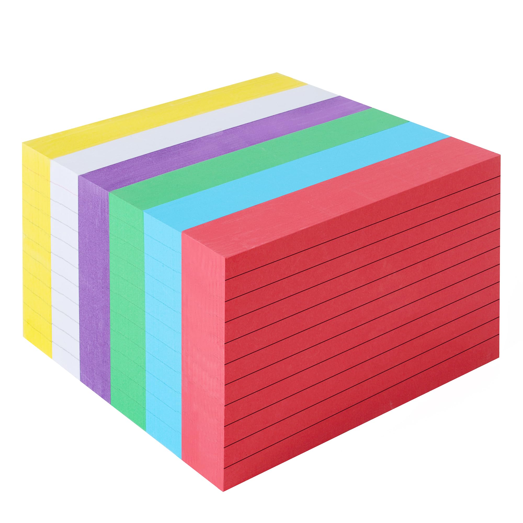 TOP-Pindu Colored Index Cards Note Cards, 600PCS Study Cards, Multi Colors Flash Cards 3x5 One Ruled Side for School Office Learning Note Taking-6 Primary Colors