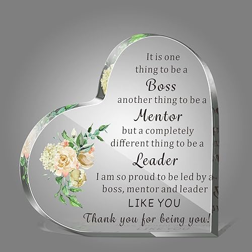 Regalos para el jefe líder, regalos de acrílico para el día del jefe, letrero de corazón, para oficina, escritorio, regalos para dejar el trabajo,