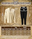 Costume Medieval Homme, Costume Renaissance avec Chemise Pantalon de Pirate - 6
