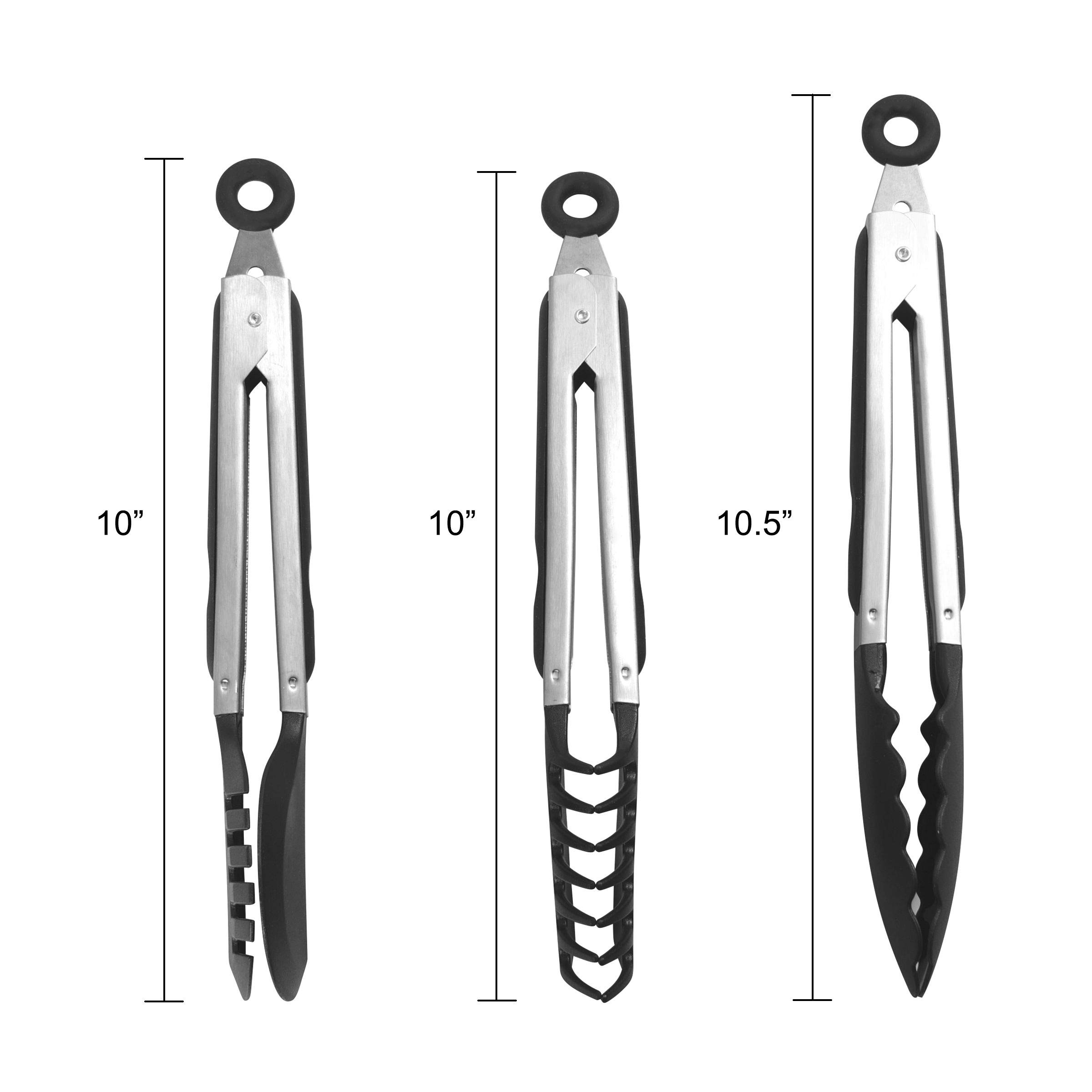 Pinzas De Cocina Farberware - Acero Inoxidable Con Puntas De Silicona, No Rayan, Antiadherentes, Bloqueo Para Guardar