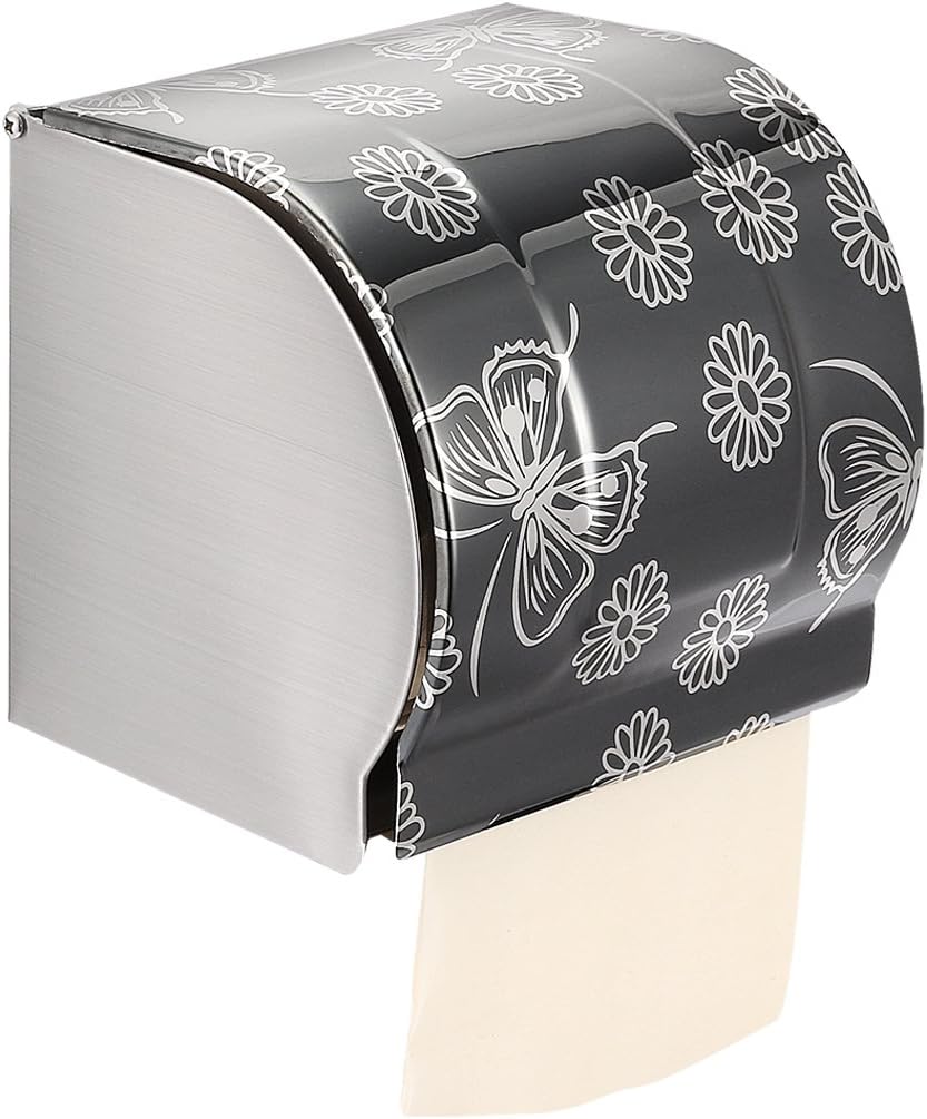 120mmx118mmx123mm Stainless Home hardware Steel Polished Finish Wall-Mounted Toilet Paper Holder w Cover Model:43as231qo304