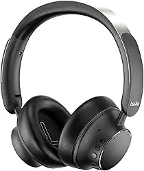 Basike Fones de Ouvido Bluetooth com Cancelamento de Ruído, Headphone ANC Adaptáveis, Conexão Dupla, Dobráveis, 50h de Reprodução (Preto)