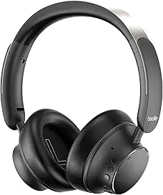 Basike Fones de Ouvido Bluetooth com Cancelamento de Ruído, Headphone ANC Adaptáveis, Conexão Dupla, Dobráveis, 50h de Reprodução (Preto)