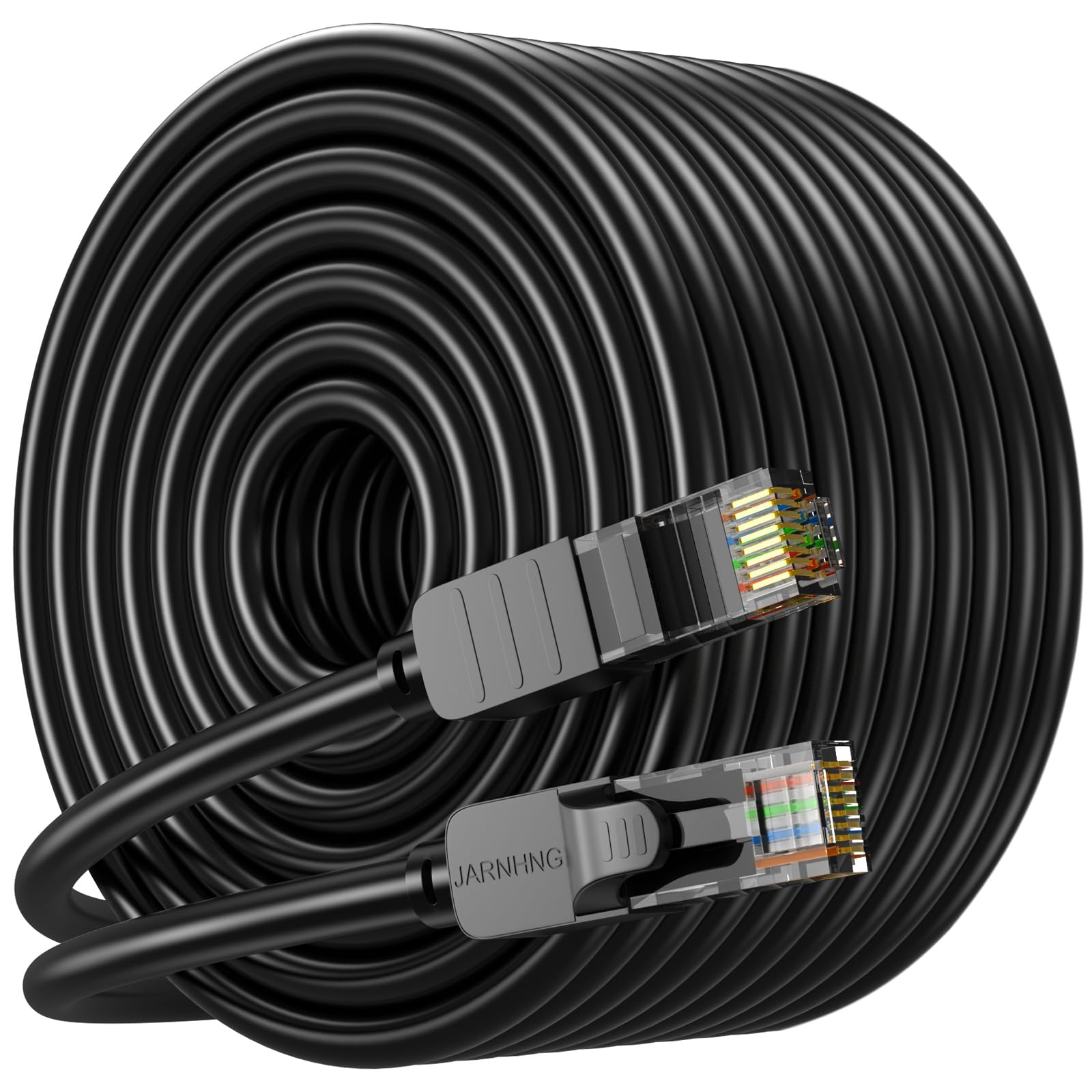Câble Ethernet 50M Cat 6, Câble Internet Haute Vitesse 10gbps, Cordon de Raccordement Lan RJ45 Noir, Câble Ethernet Long Pour Jeux, Ordinateur, Télévision (Complet)