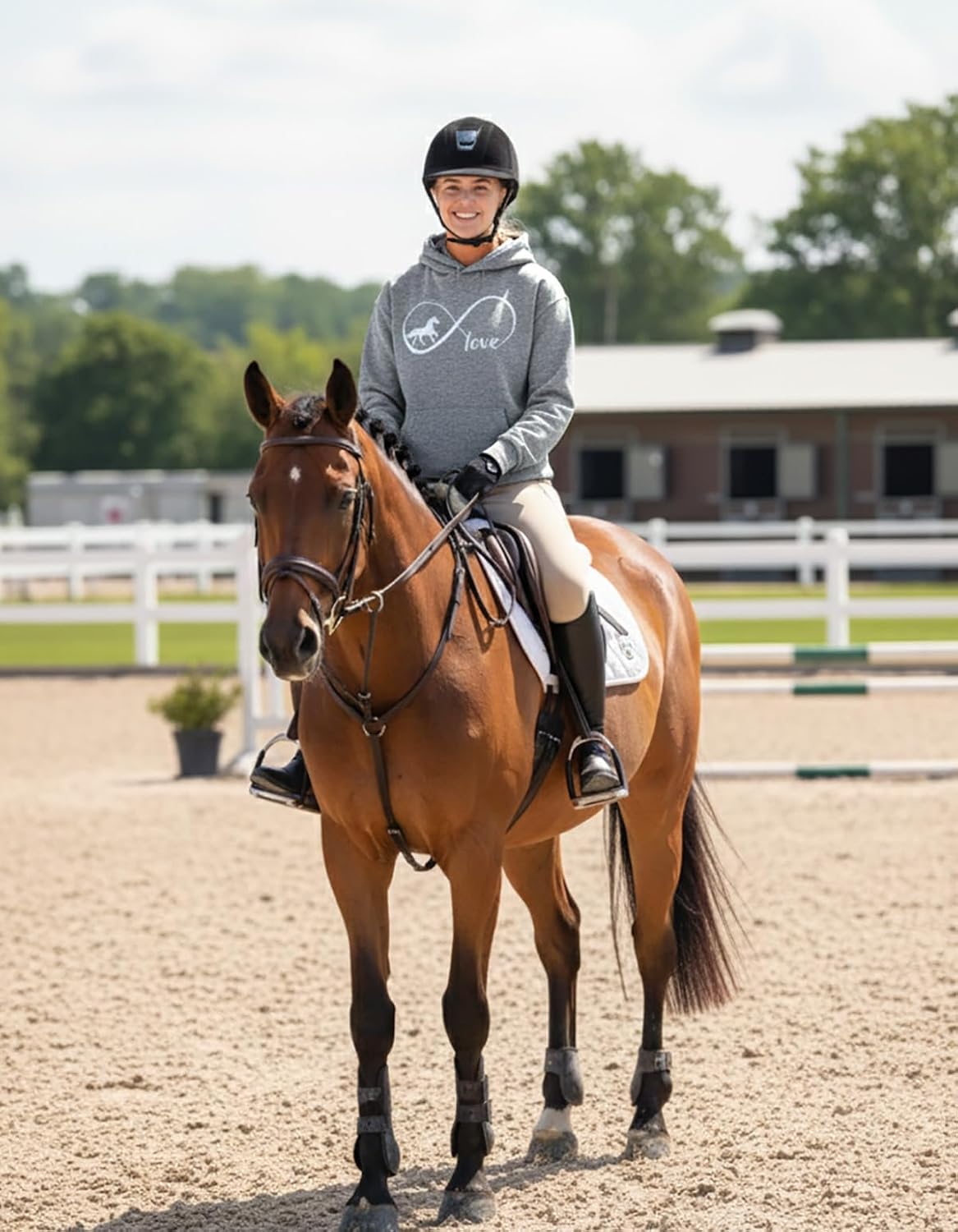 Tstars Infinity Love Horse Hoodie for Women and Teen Girls Equestrian Horseback Riding Gift Idea Sweatshirt with Horses