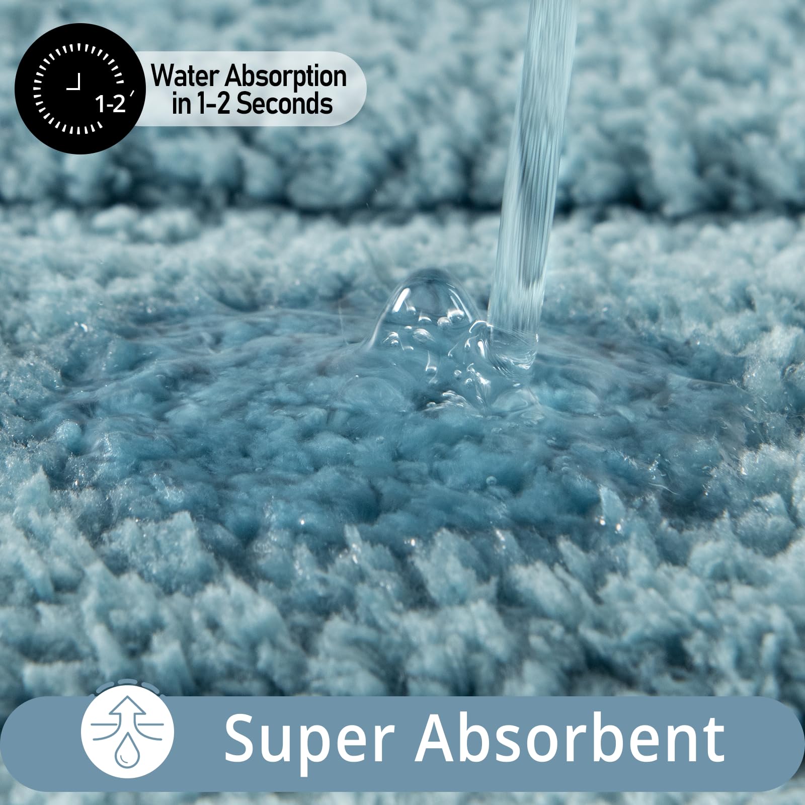 HOMORE Alfombra de baño azul, 24 x 60 pulgadas de largo, alfombra de baño de microfibra suave y absorbente, alfombra de baño antideslizante con respaldo de TPR, alfombra de baño lavable de felpa para