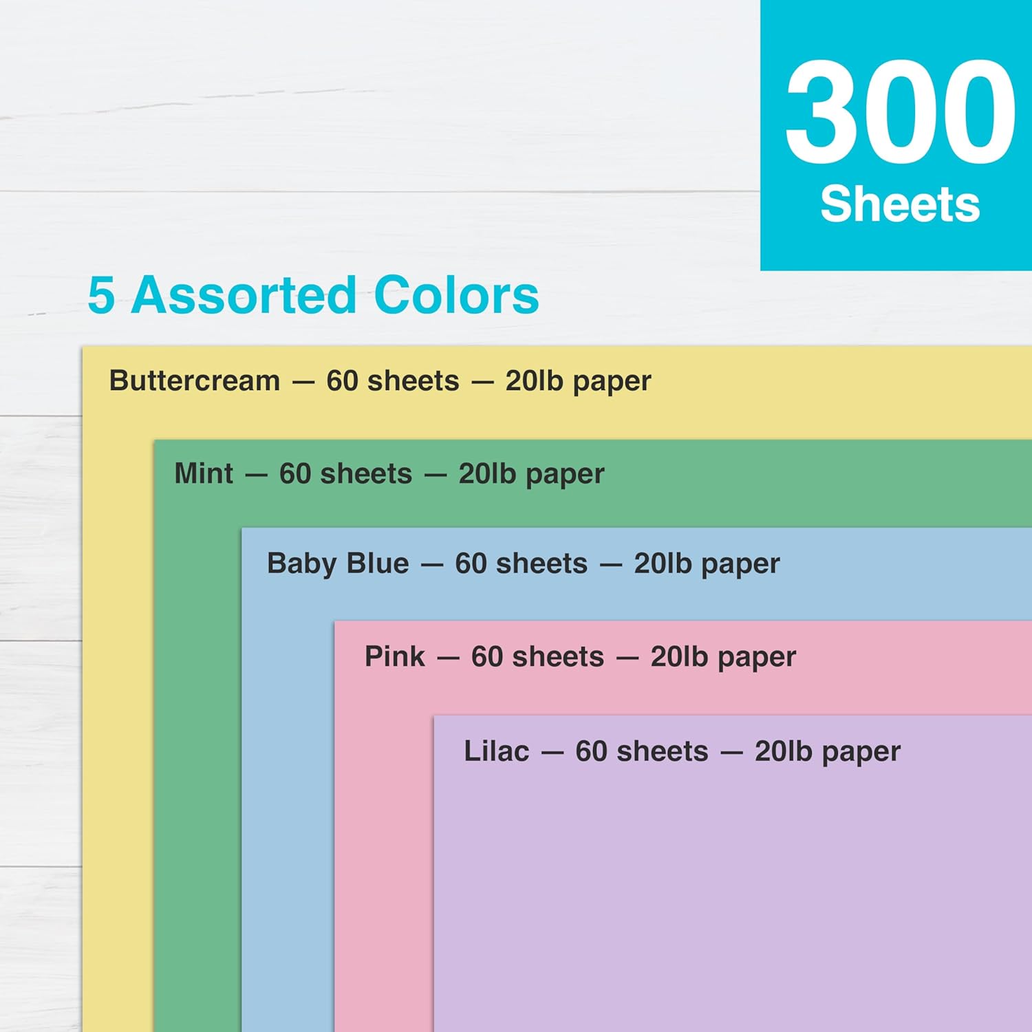 PrintWorks Easter Paper 8.5" x 11" - 300 Sheets - 5 Assorted Pastel Paper Colors - 30% Recycled - Ideal for School & Craft Projects - Made in The USA - SFI® Certified - 20 lb/75 GSM (00586)